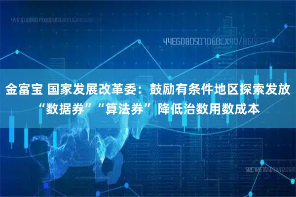 金富宝 国家发展改革委：鼓励有条件地区探索发放“数据券”“算法券” 降低治数用数成本