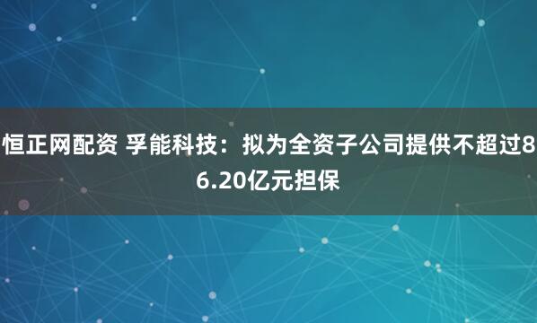 恒正网配资 孚能科技：拟为全资子公司提供不超过86.20亿元担保