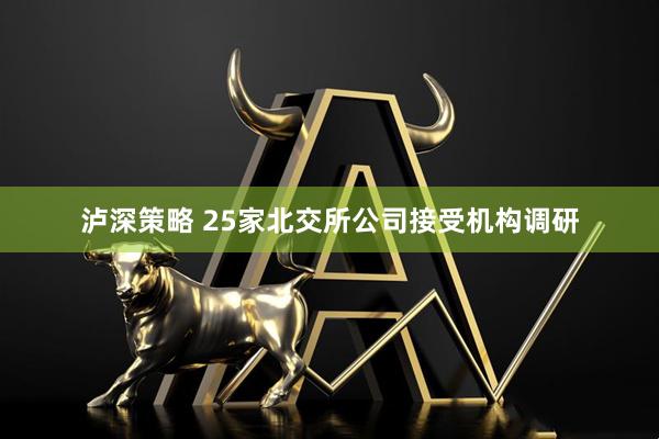 泸深策略 25家北交所公司接受机构调研